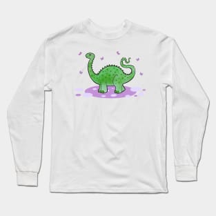 cute green dinosaur Long Sleeve T-Shirt